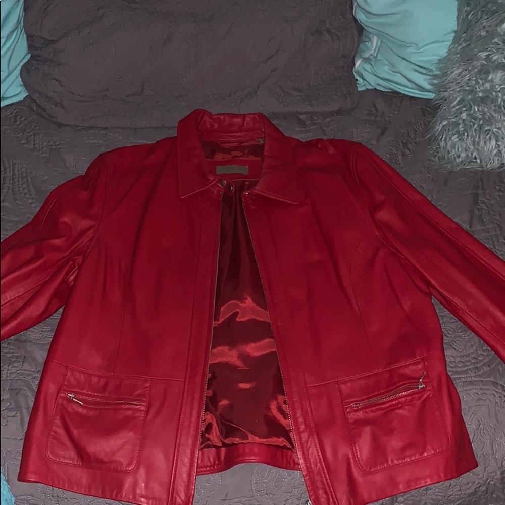 red leather jacket